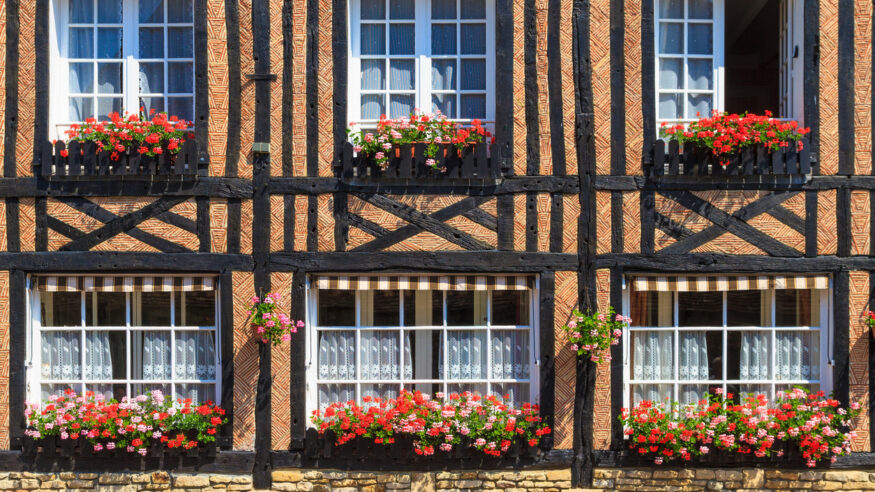 Beuvron-en-Auge, typical house facade, Normandy