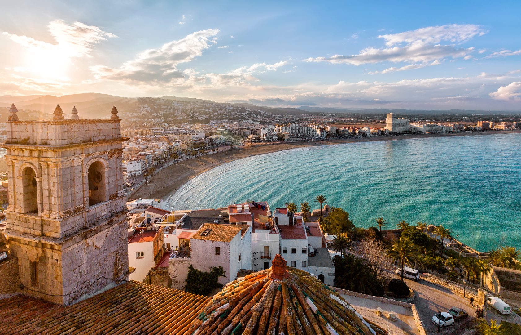 View on Peniscola from the top of Pope Luna's Castle , Valencia, Spain