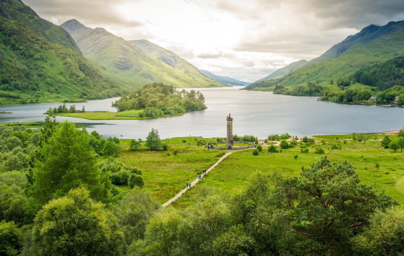 A landscape and castle in Inverness, Scotland, U.K.