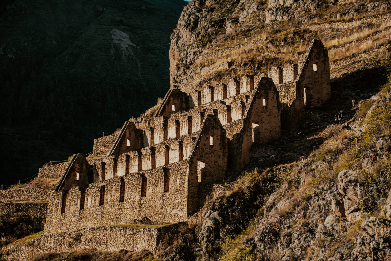 Ruins of Pinkuylluna in Ollantaytambo, Peru