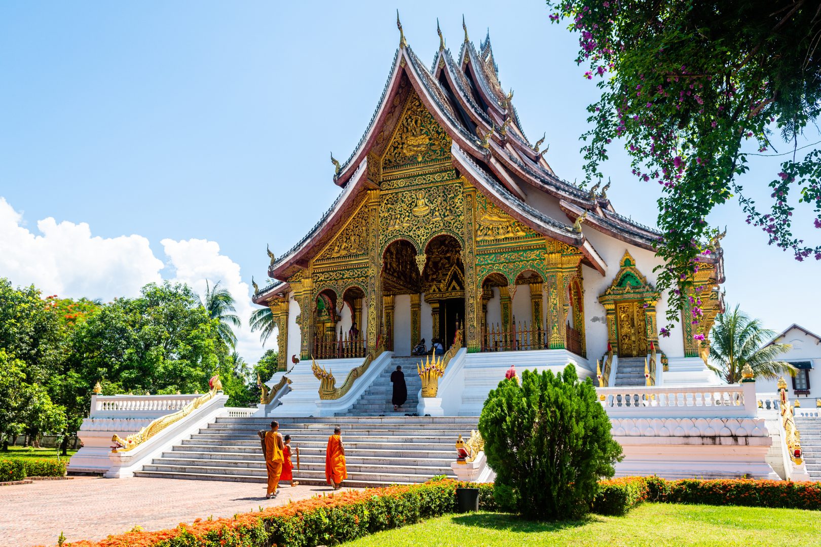 Wat Xieng Thong temple with blue sky, Luang Prabang, Laos