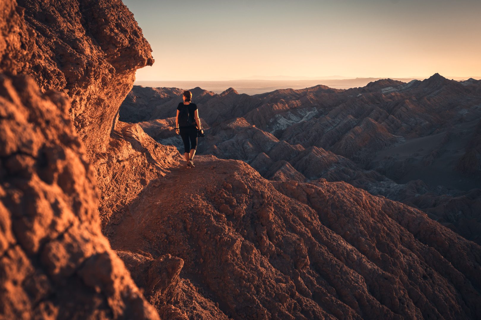 A person hiking in Chile's Atacama Desert
