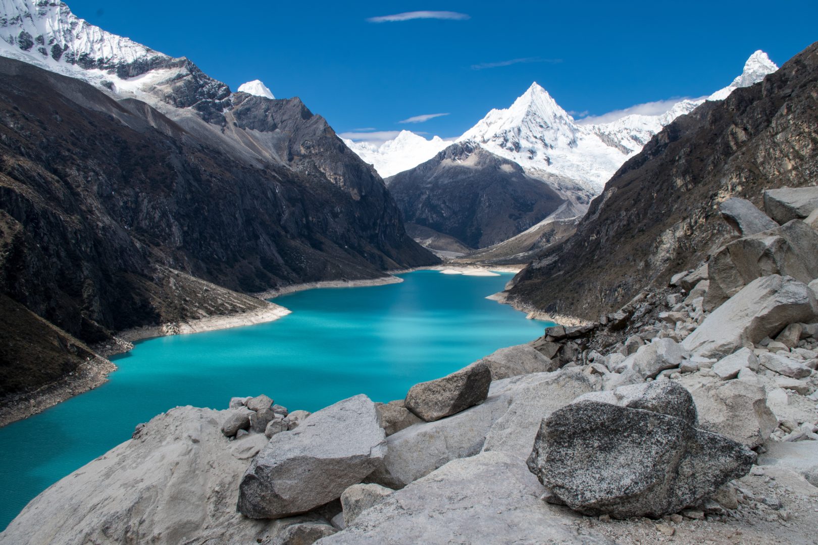 Lake Paron on the Cordillera Blanca trek in Peru