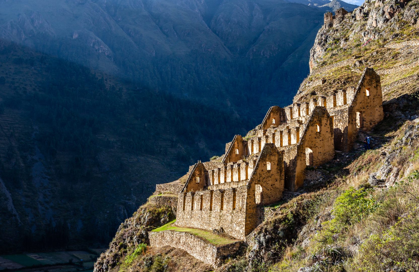 Ruins of Pinkuylluna in Ollantaytambo, Peru