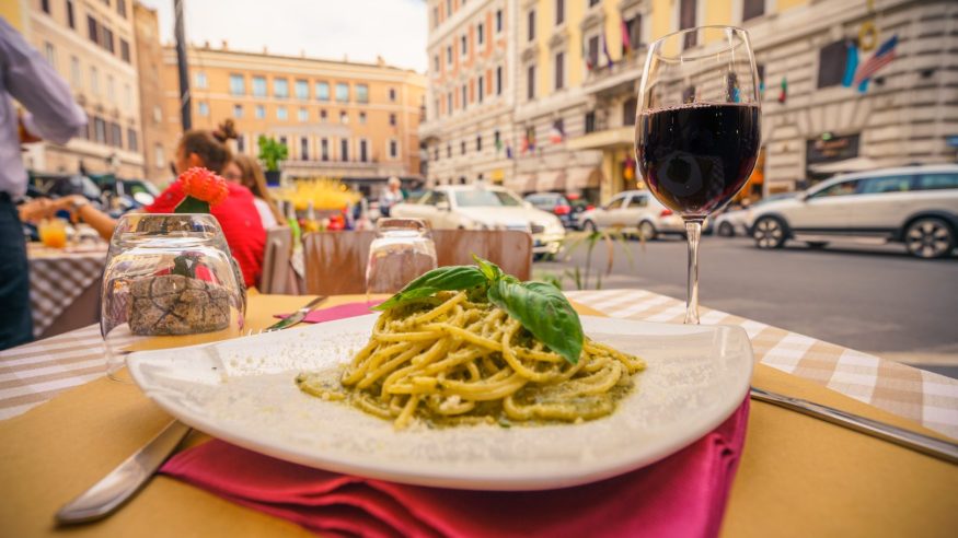 Pesto pasta in Rome, Italy