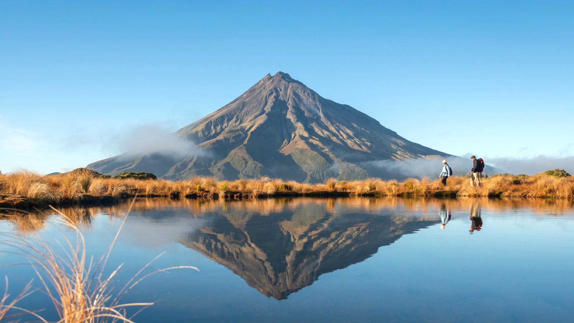 Mt Taranaki as seen from the Pouaki Tarns hike, North Island, New Zealand