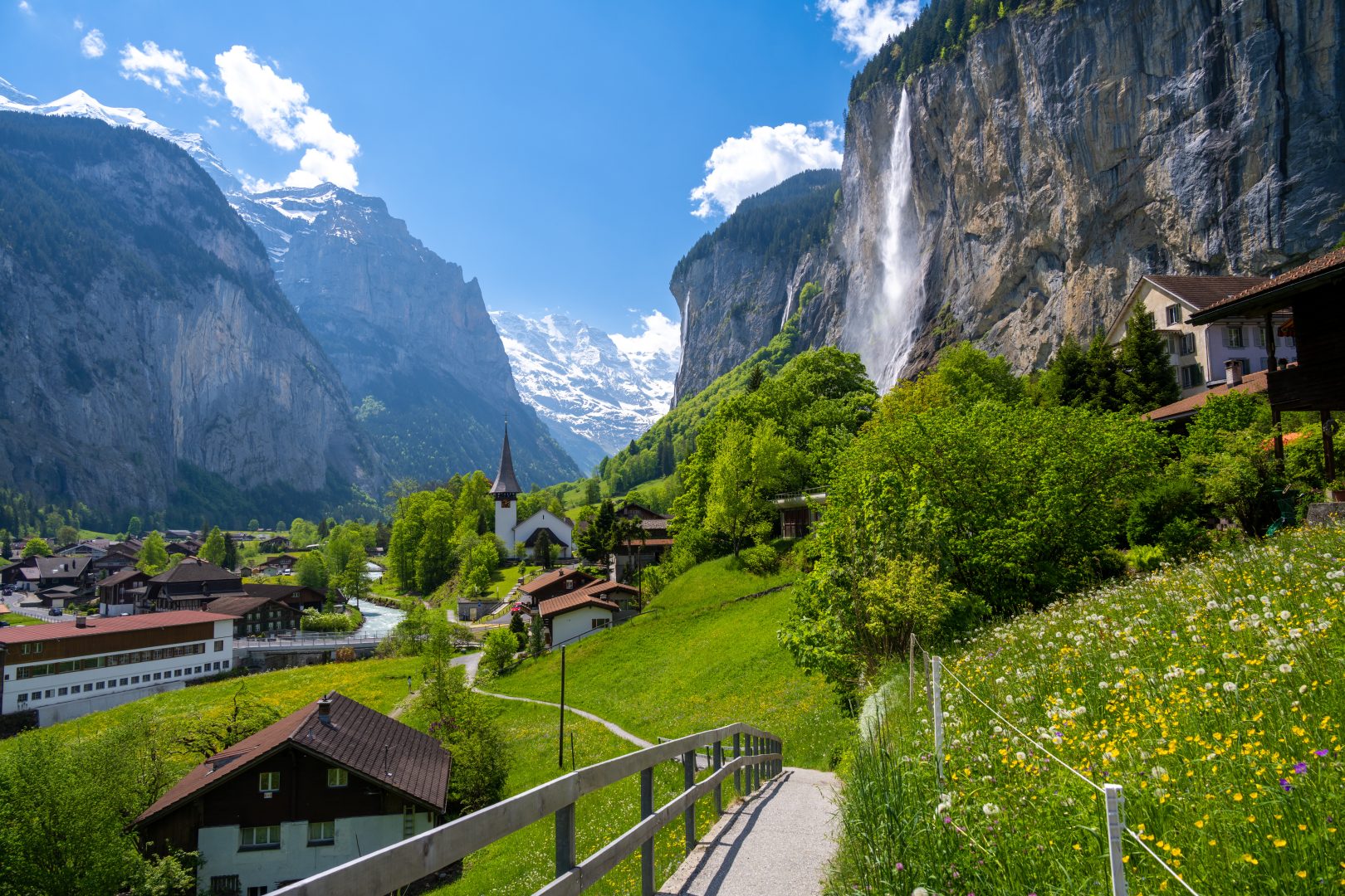 View of the village of Lauterbrunnen, Switzerland