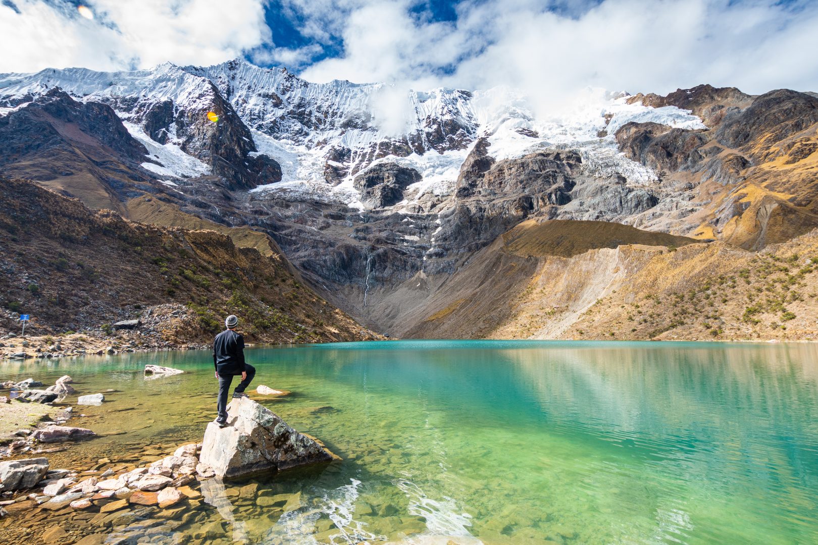 A person hiking on a trek in Peru