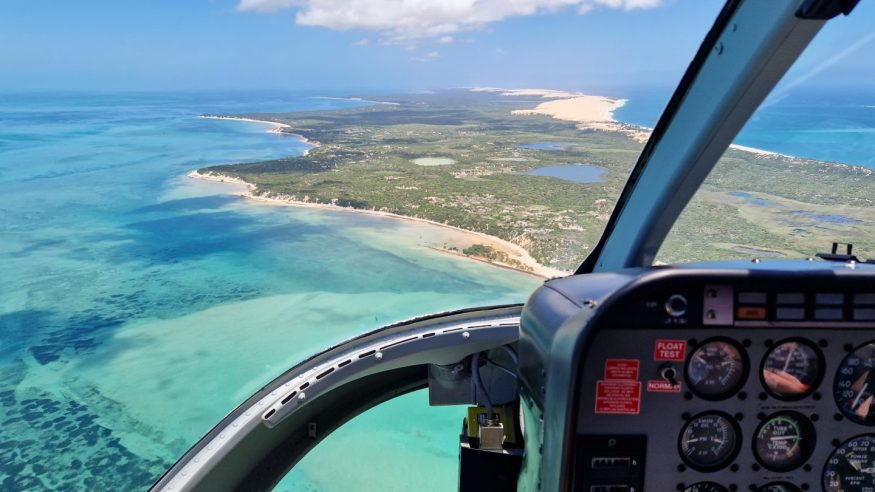 Flying over the Bazaruto Archipelago in Mozambique
