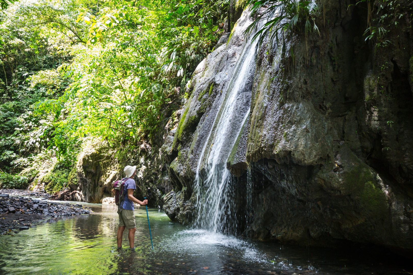 Hiking to a waterfall in Colombia