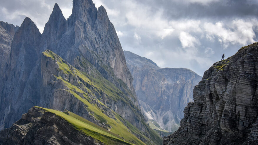 Hiker in the Dolomites, Italy