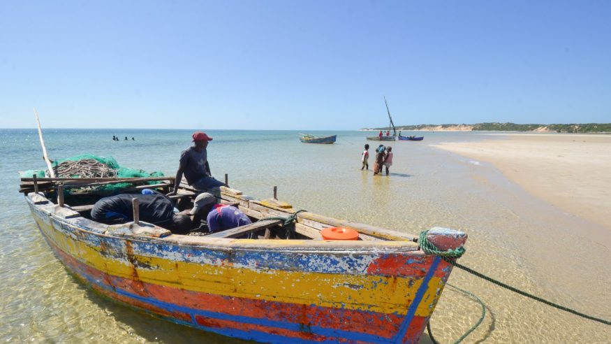 A fisherman with his boat on Bazaruto's Benguerra Island, Mozambique