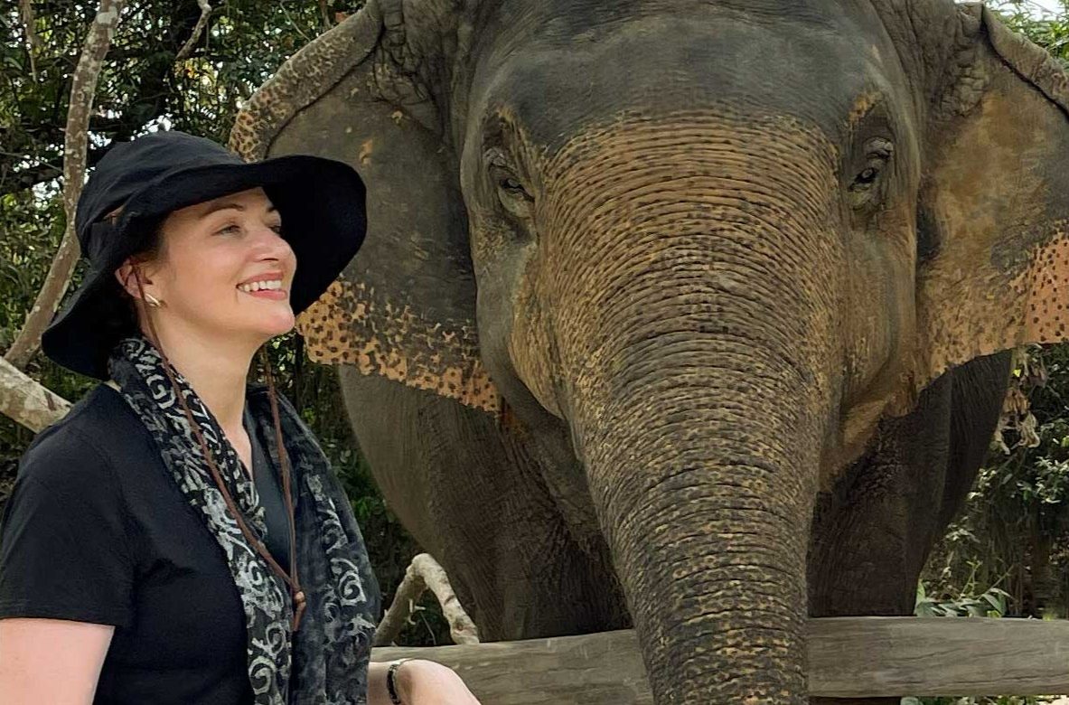 Holly Monahan with an Asian elephant