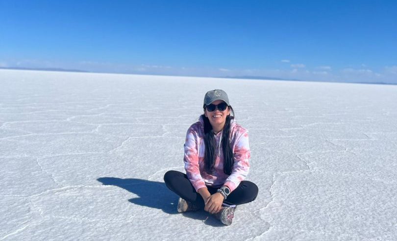Vaya Administrative Specialist Ruth Gonzales in the Uyuni Salt Flats in Bolivia