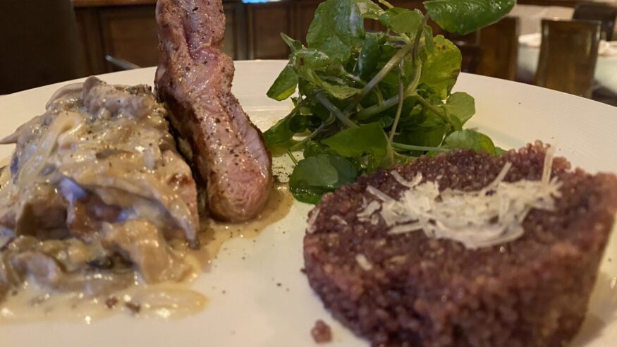 Alpaca steak at Cicciolina restaurant in Cusco, Peru
