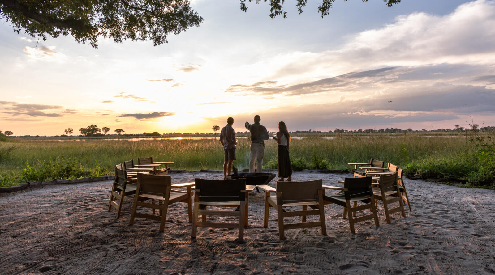 Sunset at Maxa lodge in the Okavango Delta, Botswana