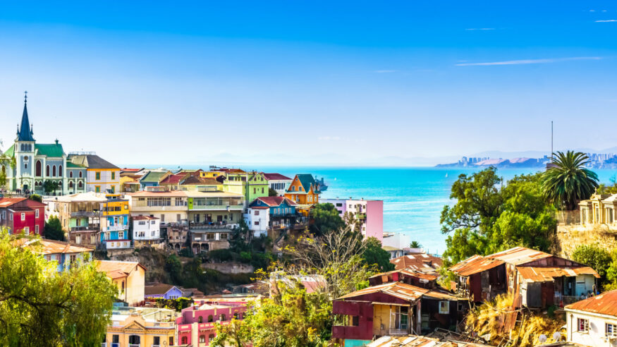 View on Cityscape of historical city Valparaiso