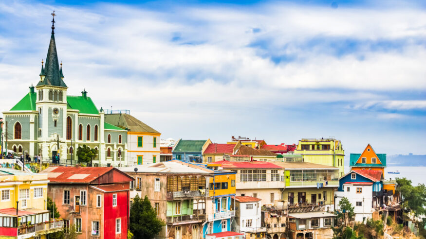 View on Cityscape of historical city Valparaiso