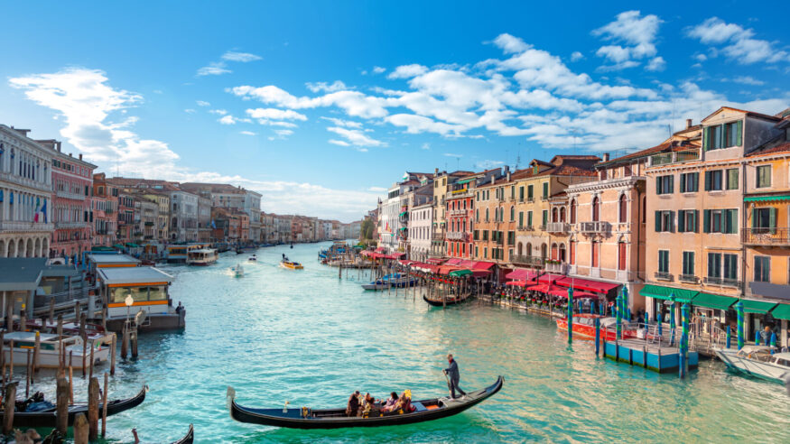 Grand canal on sunny day in Venice, Italy